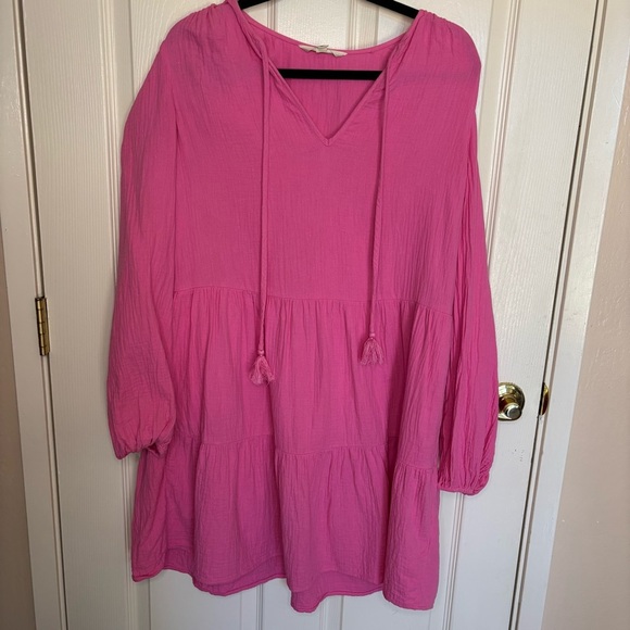 Boden Dresses & Skirts - Boden Cheesecloth Pink Cotton Seersucker Dress Size 8 100% Cotton Gauzy Coverup